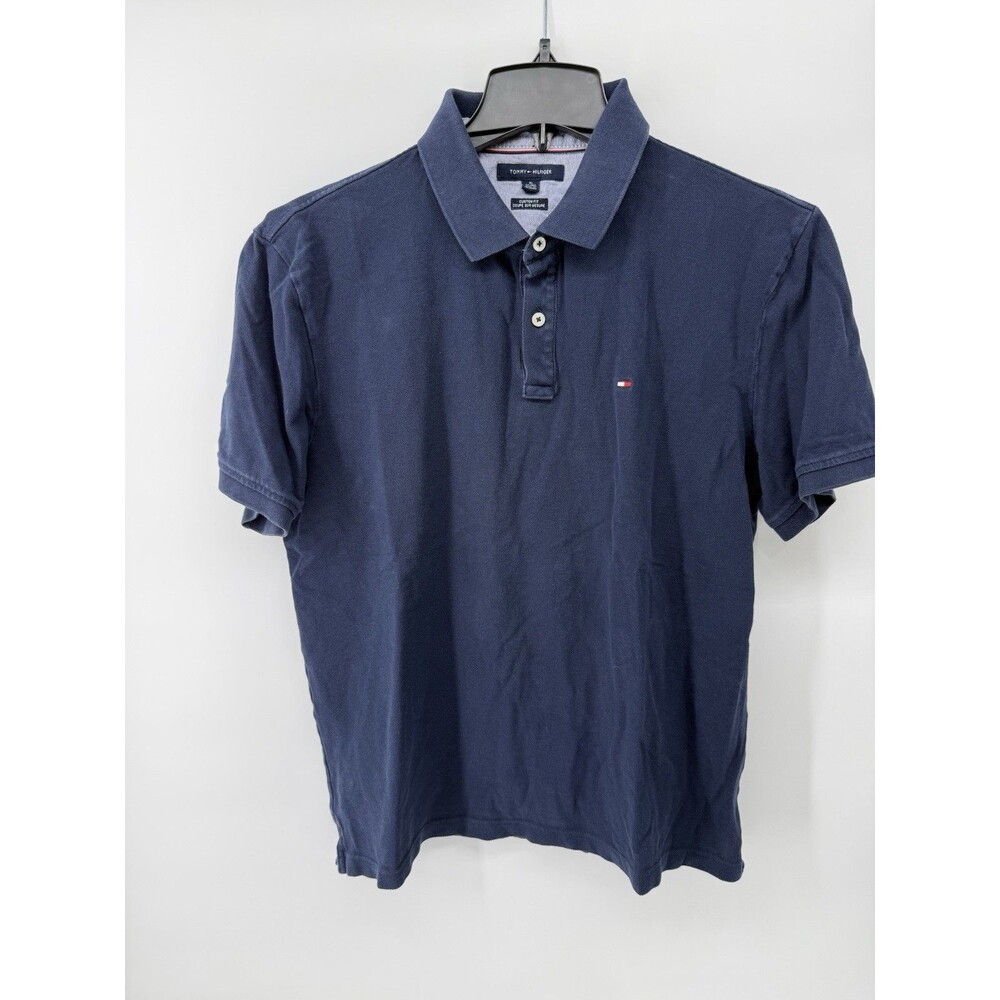 Tommy Hilfiger Men’s Blue Short Sleeve Polo Custom For Size XL